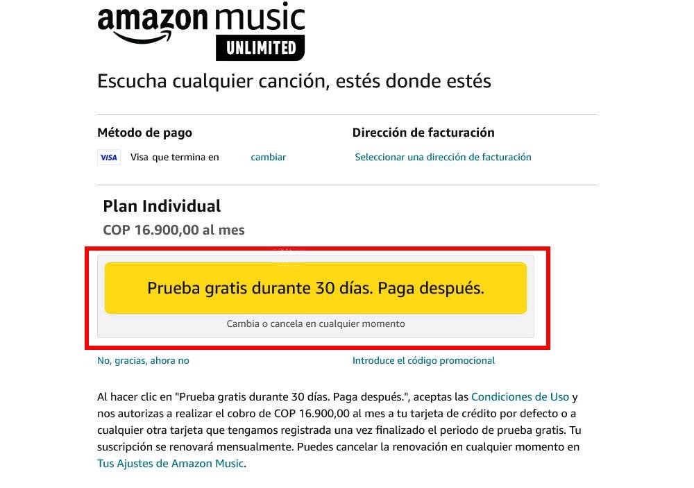 Prueba de Amazon Music sin pagar