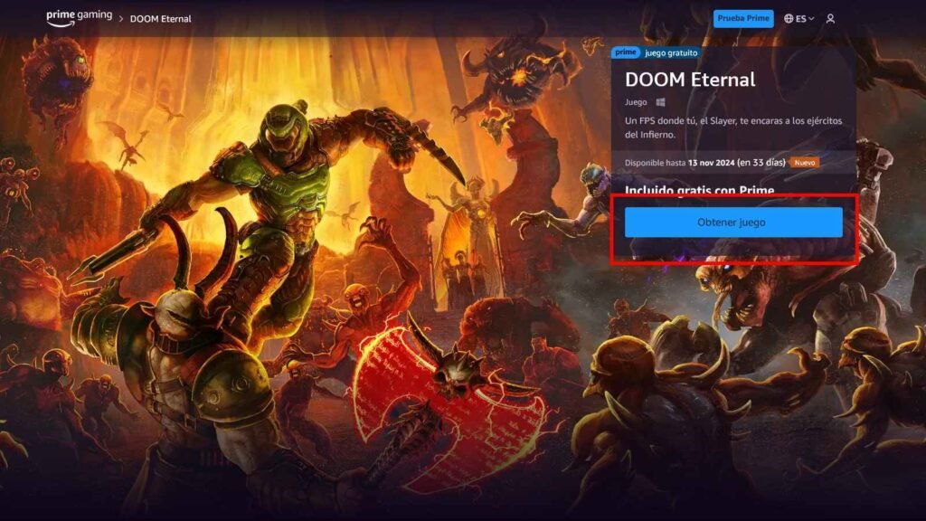 Reclamar DOOM Eternal GRATIS para PC Windows 10 y 11 Xbox APP