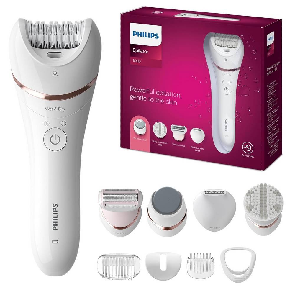 Philips Beauty Epilator Series 8000 - Depiladora 5 en 1 con 9 Accesorios